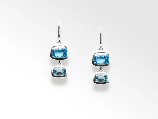 Classic 2 Stone Wire Earring E5185 - E5185 Blue Topaz / Sky Blue Topaz - Earring