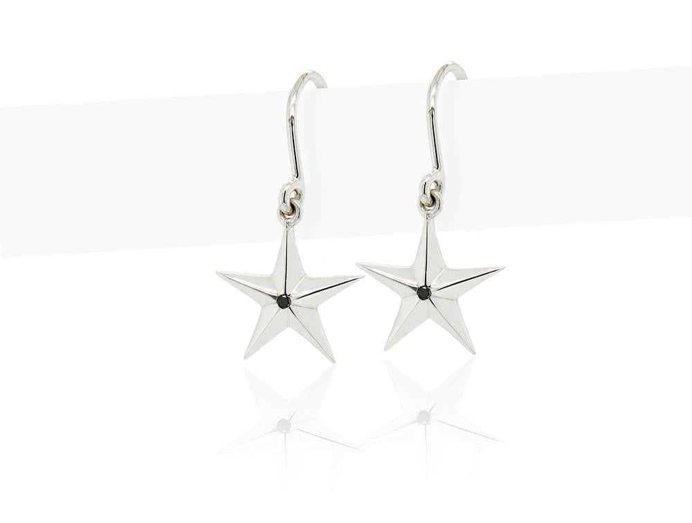 Black Diamond and Diamond earrings in sterling silver, style E8674