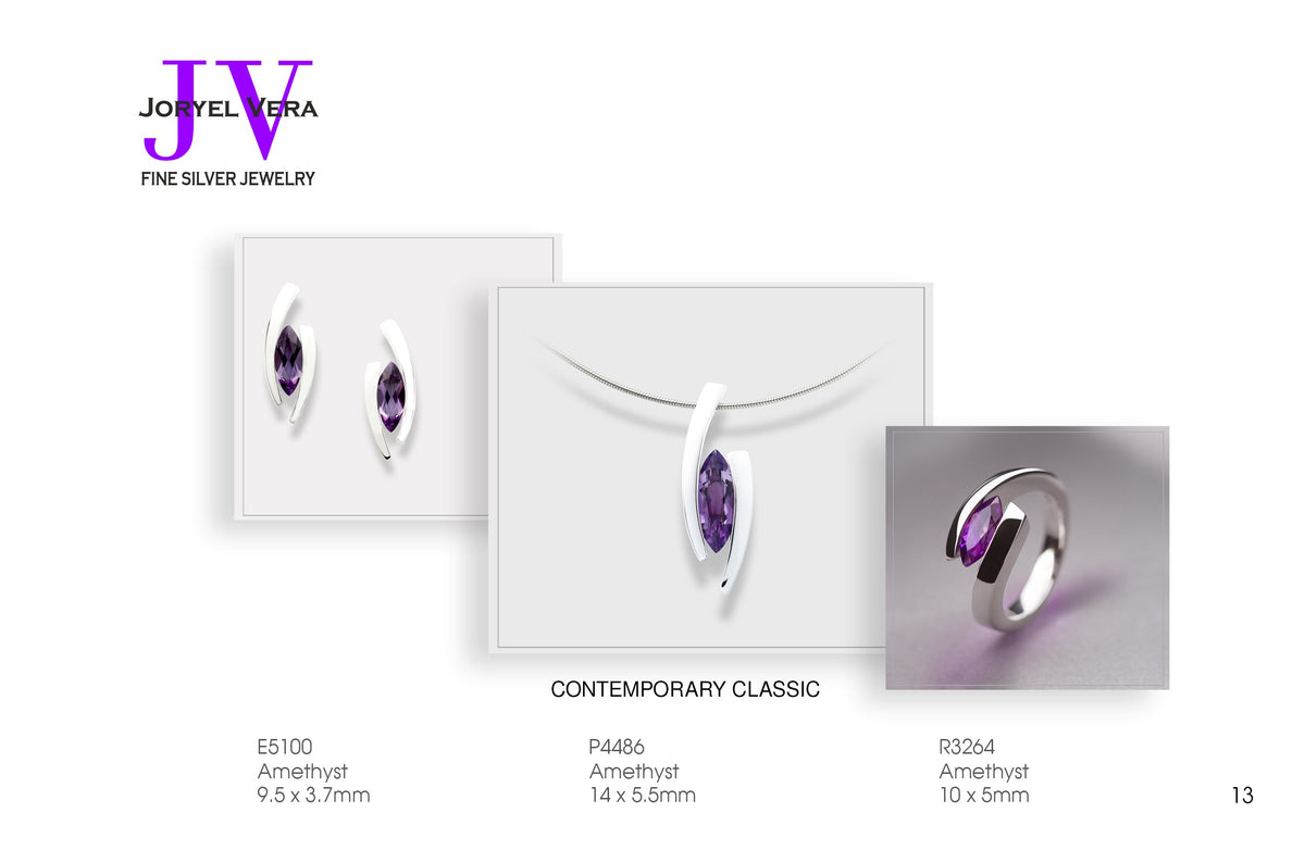 Amethyst and Garnet jewelry set in sterling silver