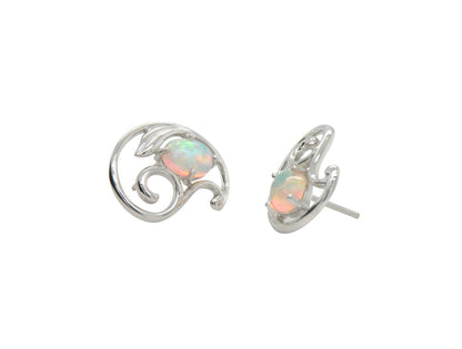 Opal earrings in sterling silver, style E9882 - view 2