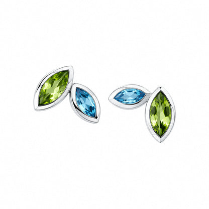 Blue Topaz and Peridot earrings in sterling silver, style E4211