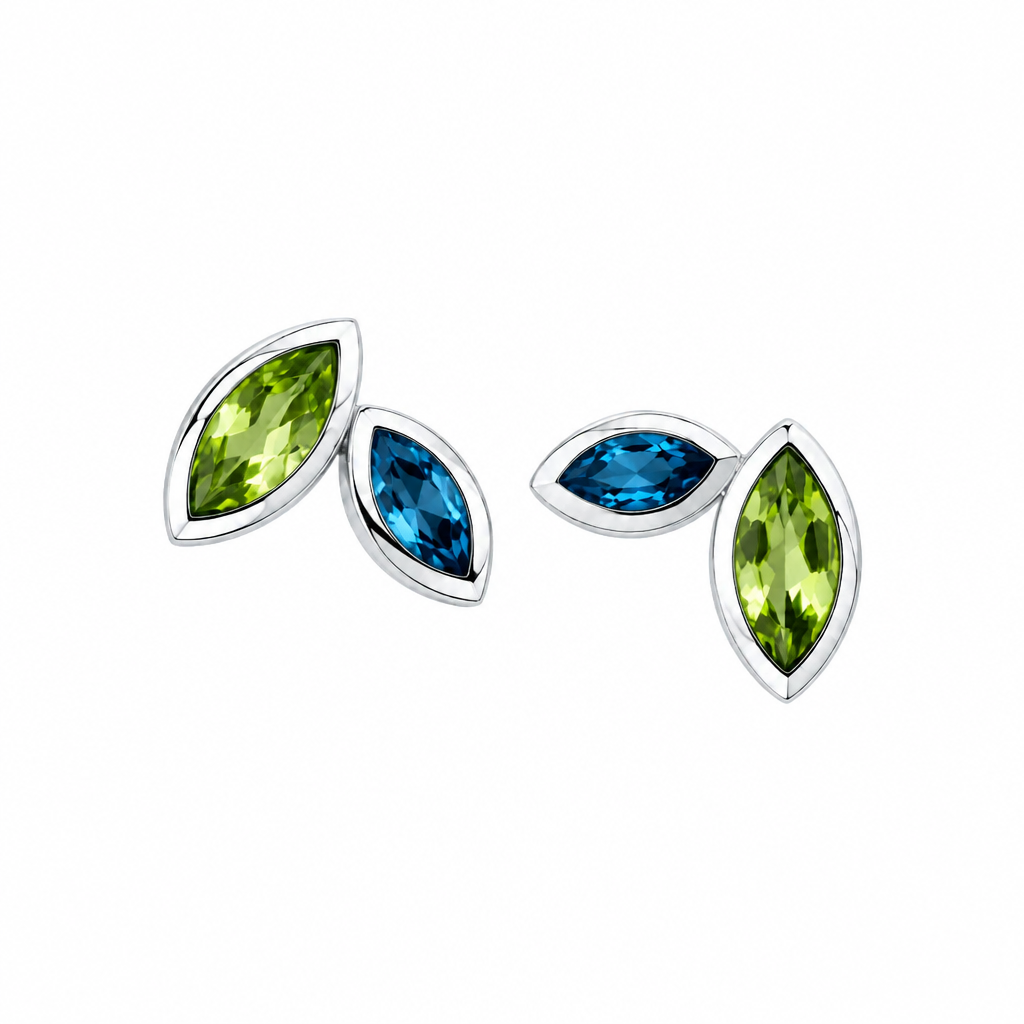 Marquise Cut Gemstone Earrings in 925 Sterling Silver | E4211 - view 11