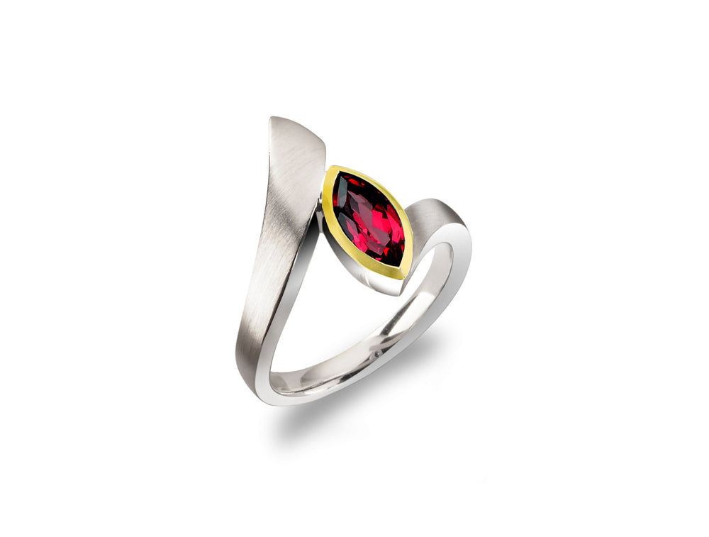 Blue Topaz and Garnet ring in sterling silver, style R5832 - view 5