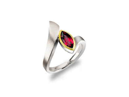 Blue Topaz and Garnet ring in sterling silver, style R5832 - view 5