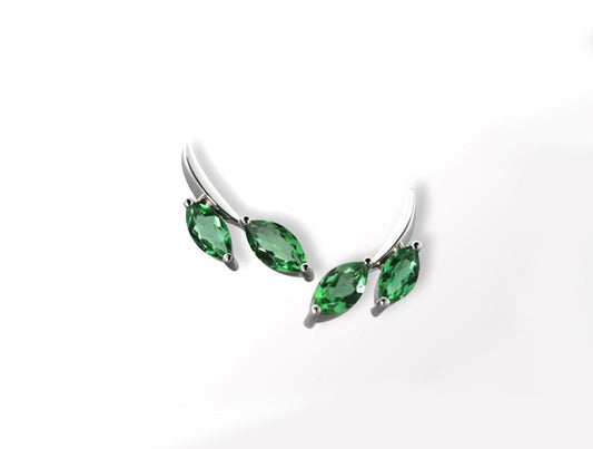 Green Quartz and Peridot earrings in sterling silver, style E7816 - view 3