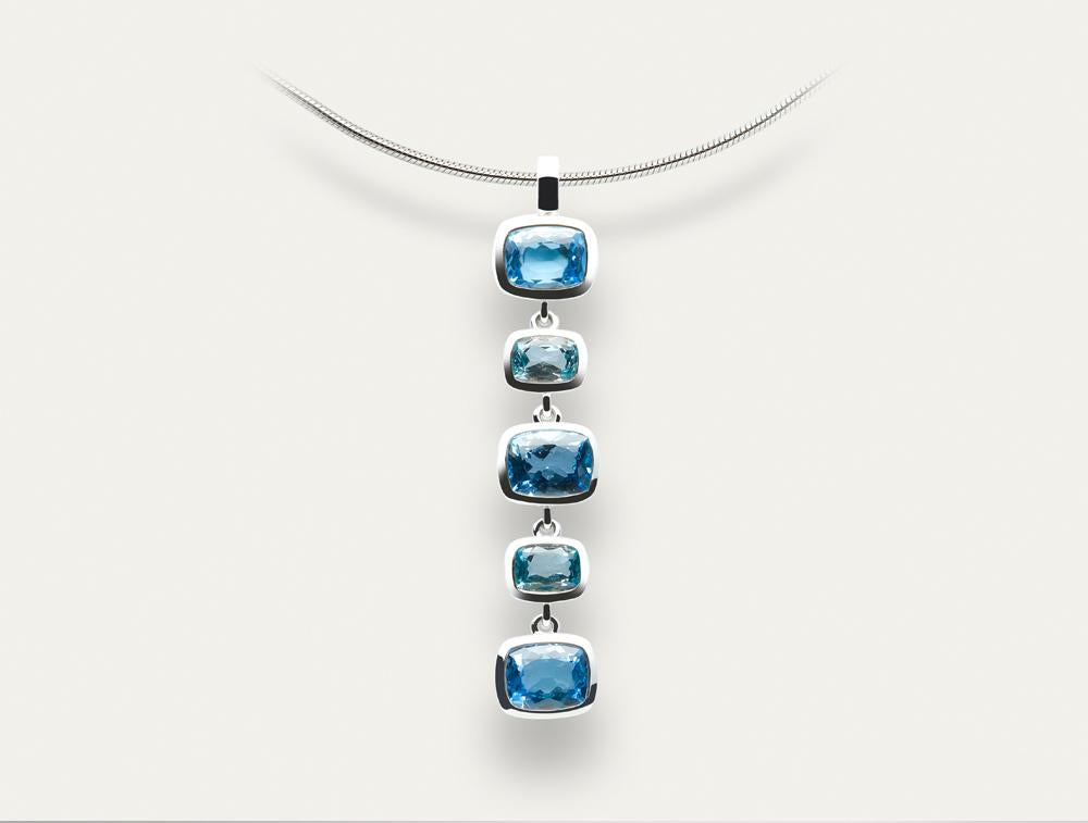 Blue Topaz and Sky Blue Topaz pendant in sterling silver, style P4535