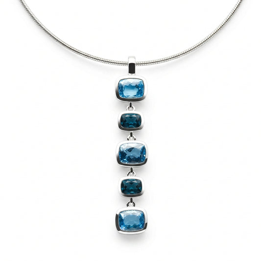 Blue Topaz and Sky Blue Topaz pendant in sterling silver by Joryel Vera, style P4535