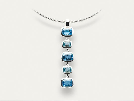 Blue Topaz and Sky Blue Topaz pendant in sterling silver, style P4535