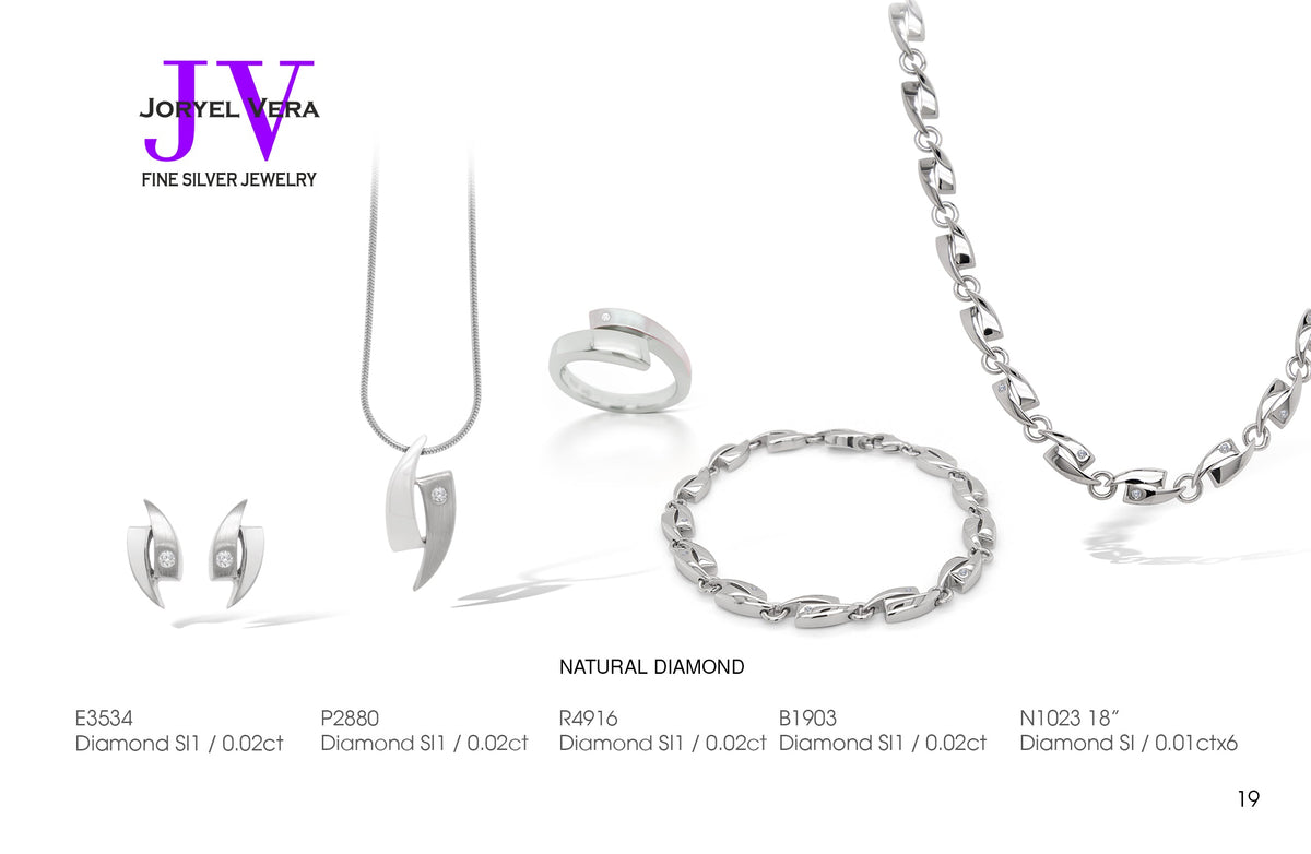 Diamond jewelry set in sterling silver, style SET780