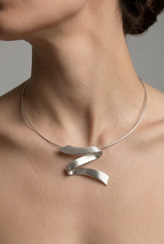 Large Abstract Z Pendant in 925 Sterling Silver