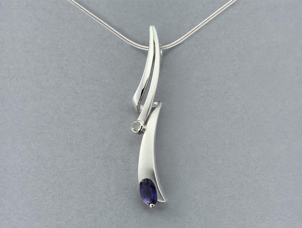 Amethyst and Blue Topaz pendant in sterling silver, style P6123
