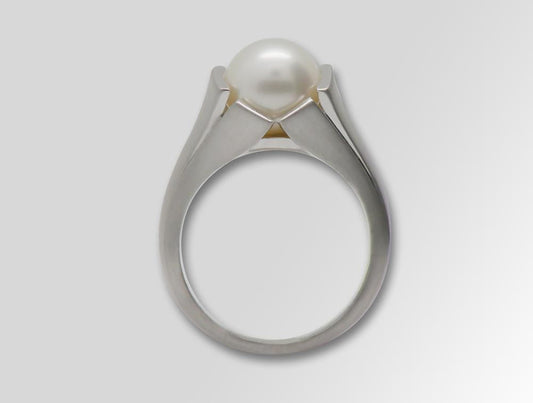 R6490  BAMBOO DESIGN  10mm CULTURED Pearl RING - Charizzma Jewelry