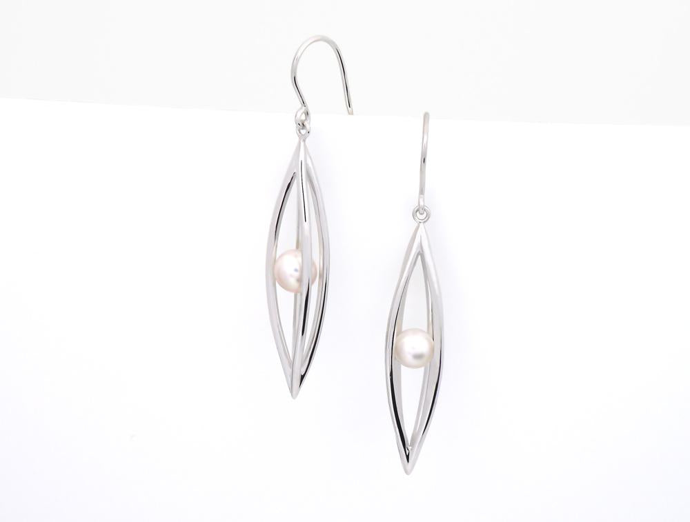 E9342   6.5mm PearlS in a CAGE EARRING - Charizzma Jewelry