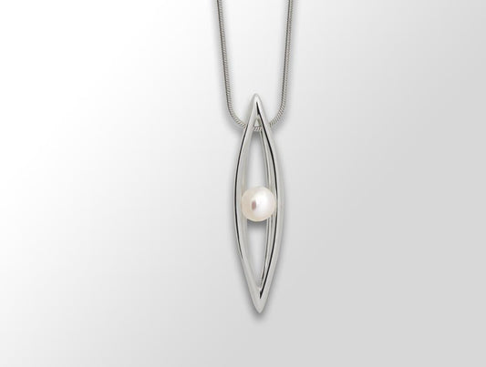 P4254  FRESHWATER 7mm Pearl in a CAGE Pendant - Charizzma Jewelry