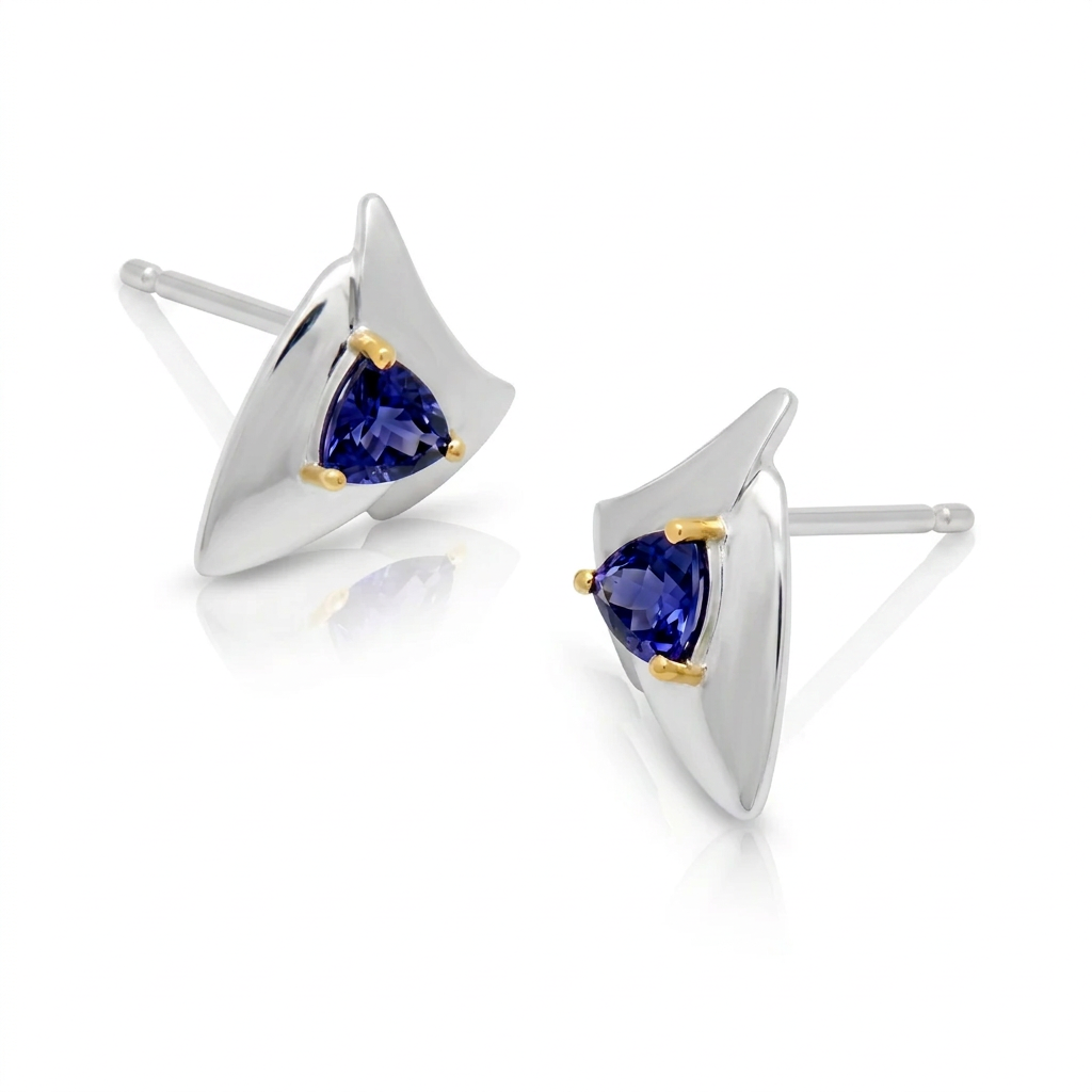 Contemporary Design Earrings in 925 Sterling Silver | E7823 - view 3
