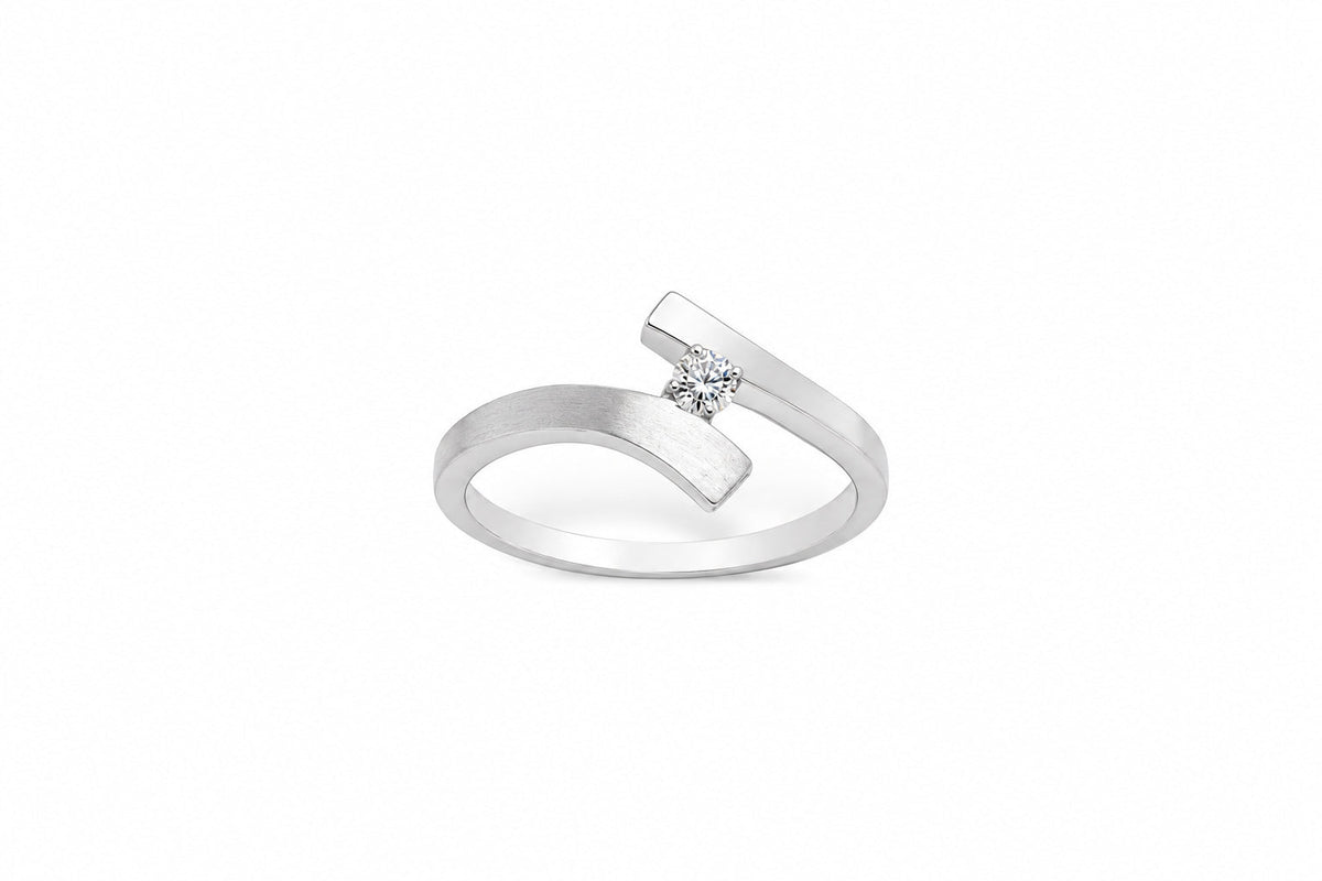 Blue Sapphire and Diamond ring in sterling silver, style R7462 - view 4