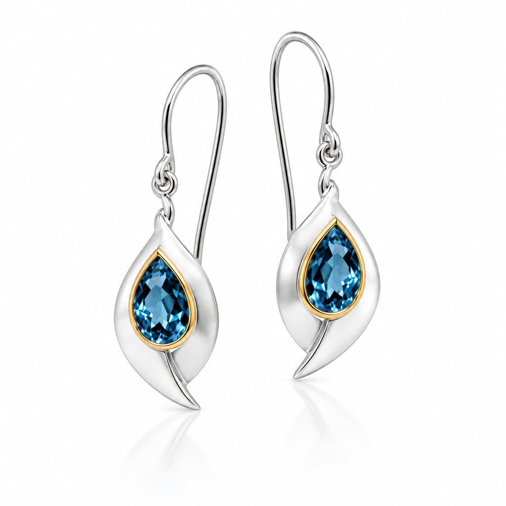 Citrine and Green Amethyst earrings in sterling silver, style E9285 - view 6