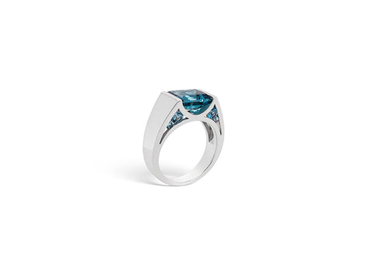 Amethyst and Blue Sapphire ring in sterling silver, style R5396
