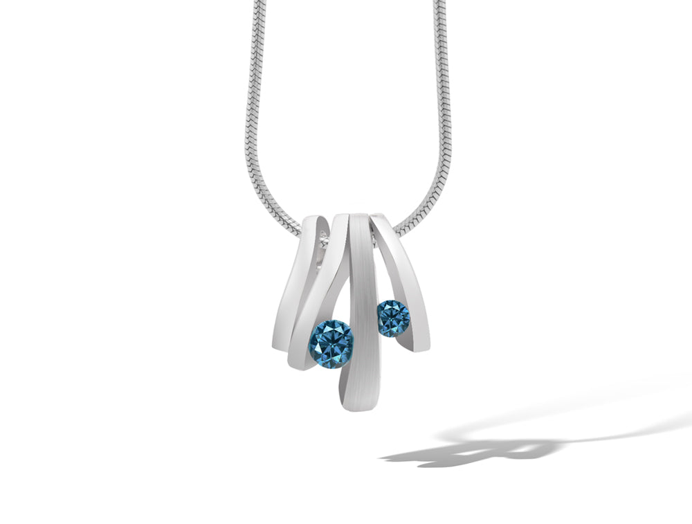 Garnet and London Blue Topaz pendant in sterling silver, style P4126