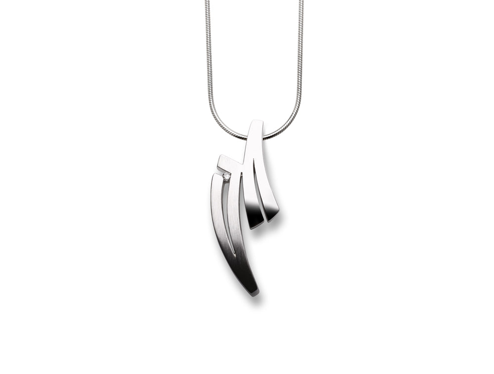 Diamond pendant in sterling silver, style P5481