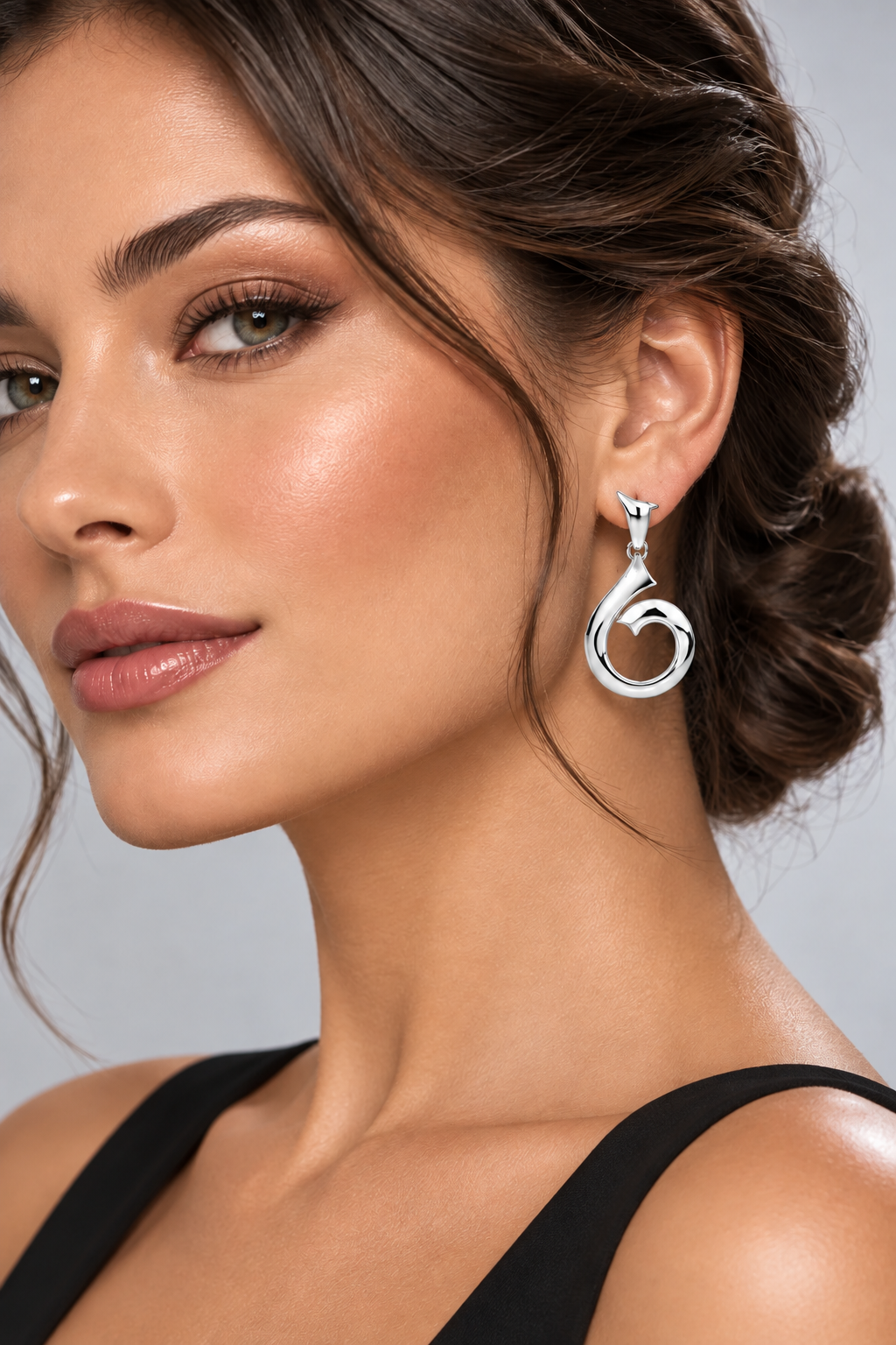 Silver Spiral Wave Earrings in 925 Sterling Silver | E8450 - view 2
