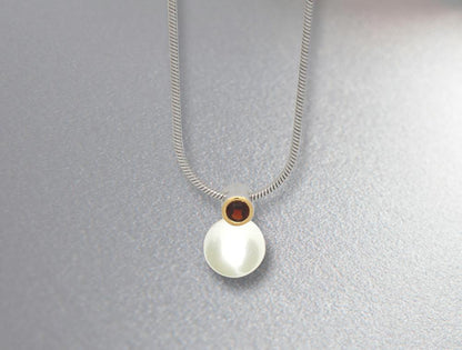 Blue Topaz and Garnet pendant in sterling silver, style P3923