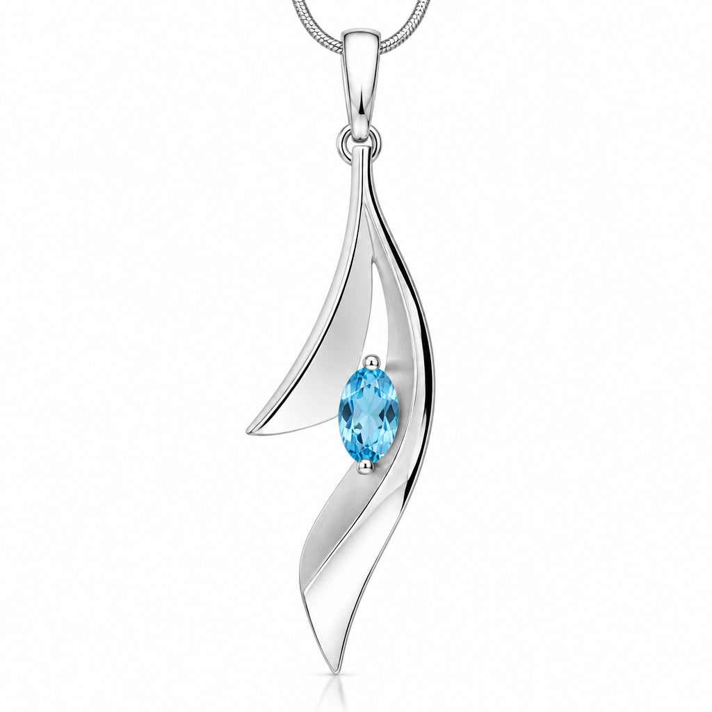 Blue Topaz and Amethyst pendant in sterling silver, style P7325 - view 2