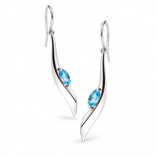 Blue Topaz and Peridot earrings in sterling silver, style E9306 - view 2