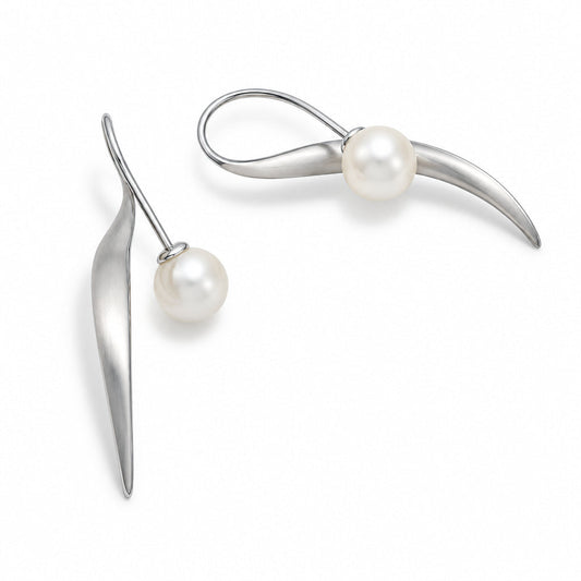 Pearl earrings in sterling silver, style E9325 - view 3