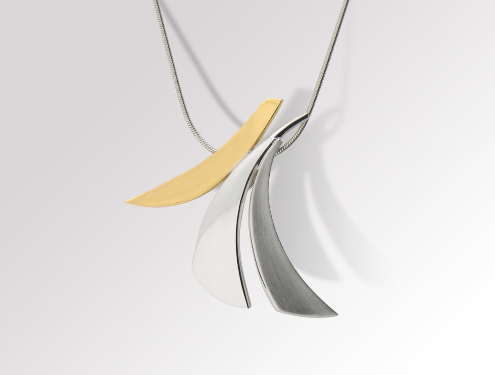 Petals Silver & Gold Pendant in 925 Sterling Silver | P7317