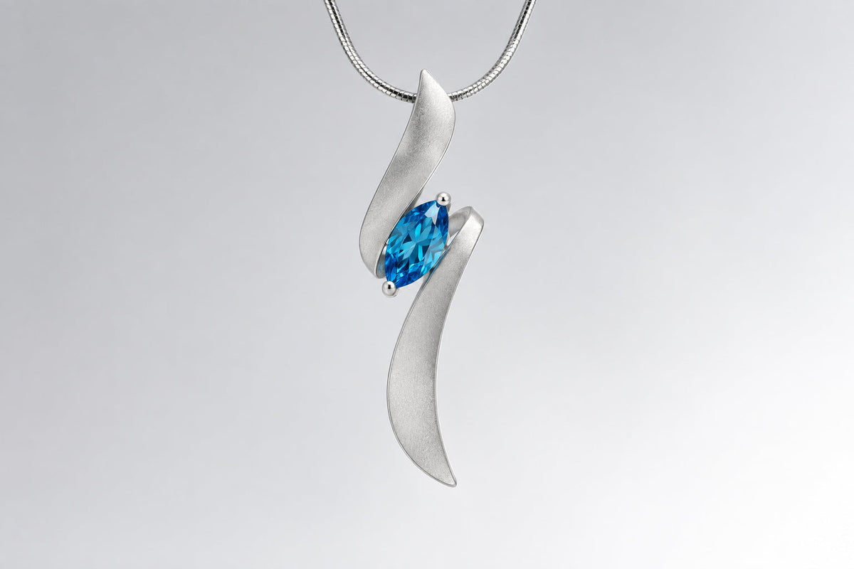 Amethyst and Blue Topaz pendant in sterling silver, style P7312 - view 2