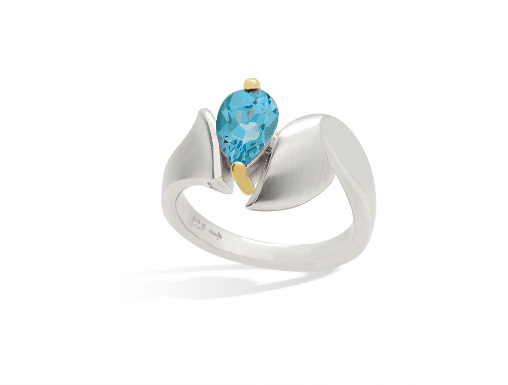 Amethyst and Blue Topaz ring in sterling silver, style R6987 - view 4