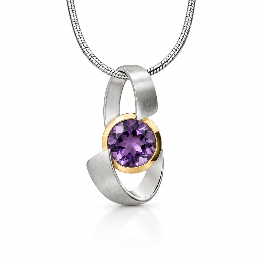 Amethyst and Blue Topaz pendant in sterling silver, style P7314 - view 5