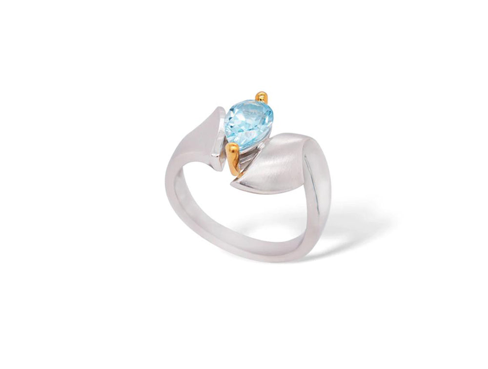 Amethyst and Blue Topaz ring in sterling silver, style R6987 - view 2