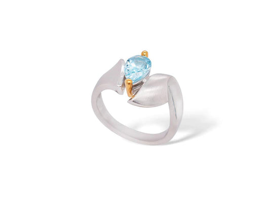 Amethyst and Blue Topaz ring in sterling silver, style R6987 - view 2