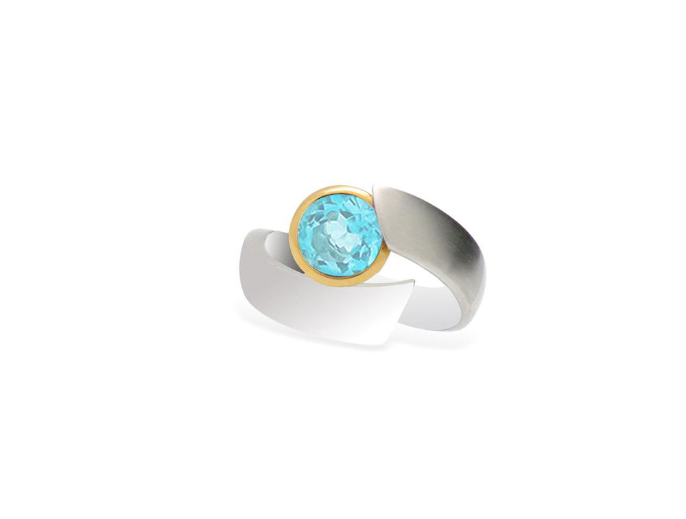 Amethyst and Blue Topaz ring in sterling silver, style R6980 - view 7