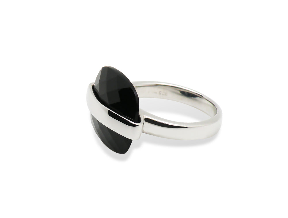 Black Onyx ring in sterling silver, style R3506 - view 2