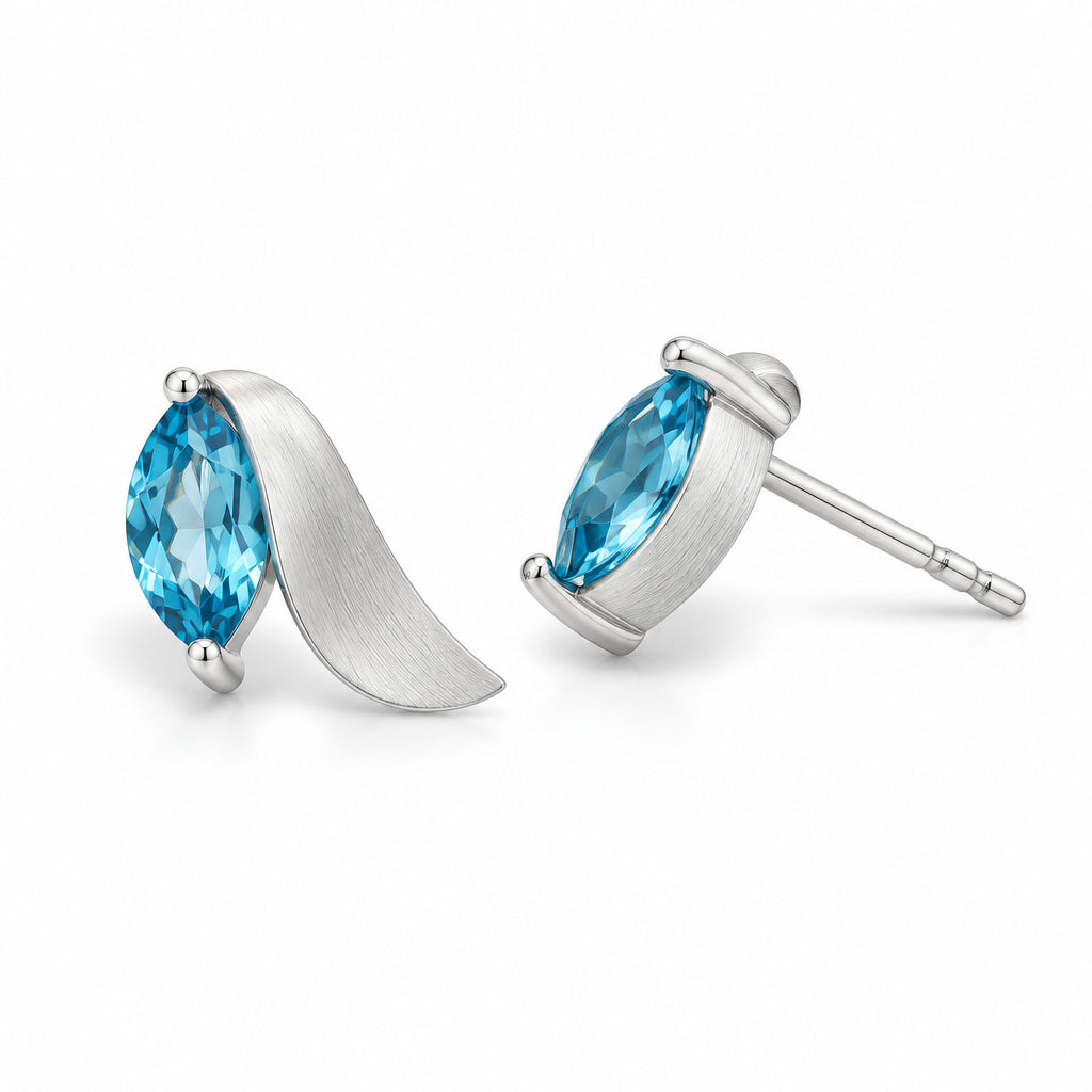 Amethyst and Blue Topaz earrings in sterling silver, style E9290 - view 2