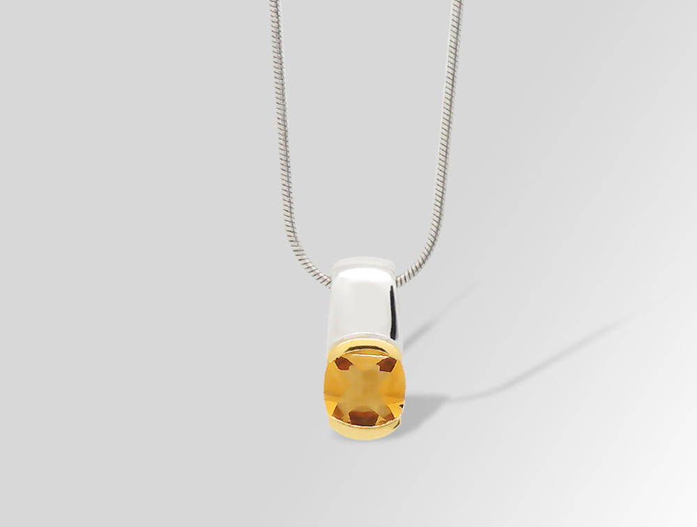 Cushion Bufftop Gem Pendant P2774 - P2774 Citrine - Pendant