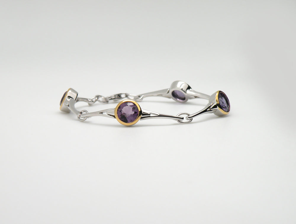 Amethyst and Blue Topaz bracelet in sterling silver, style B2388 - view 2
