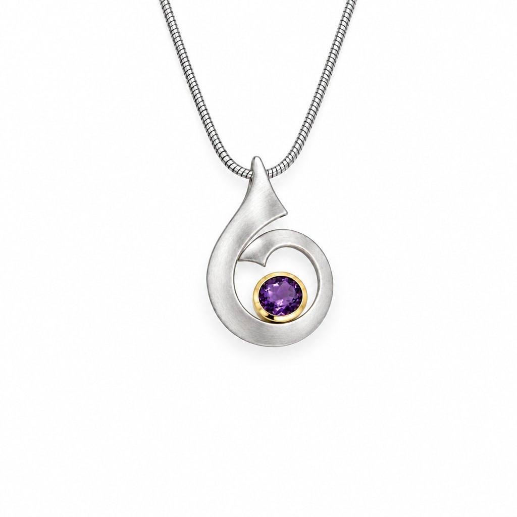 Amethyst and Blue Topaz pendant in sterling silver, style P7356
