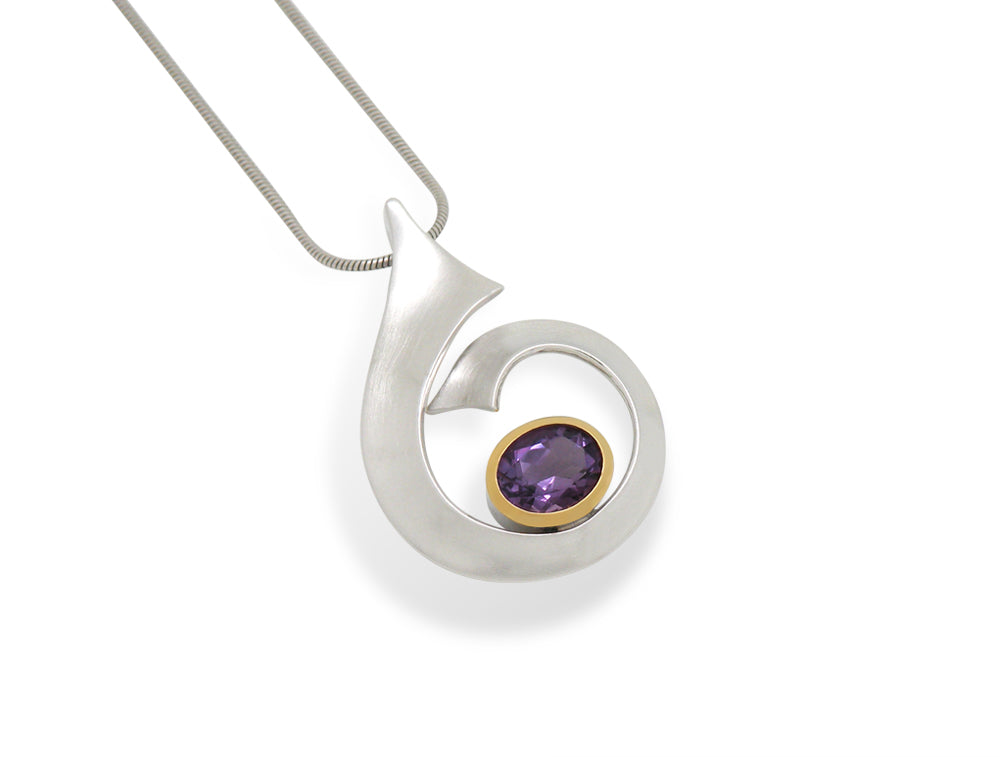 Gemstone Wave Pendant P7356 - P7356 Amethyst - Pendant