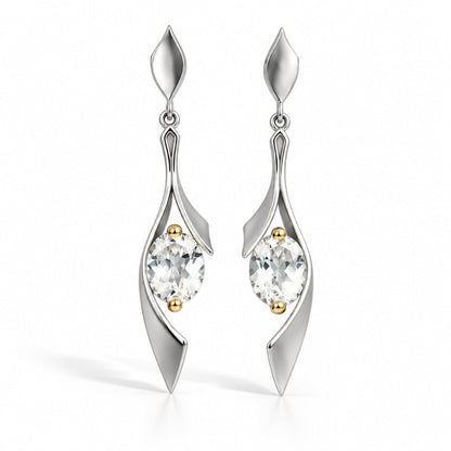 Amethyst and Blue Topaz earrings in sterling silver, style E8438 - view 2