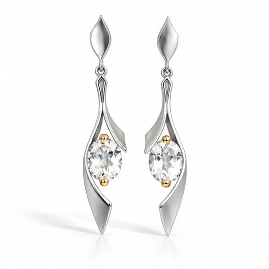 Amethyst and Blue Topaz earrings in sterling silver, style E8438 - view 2