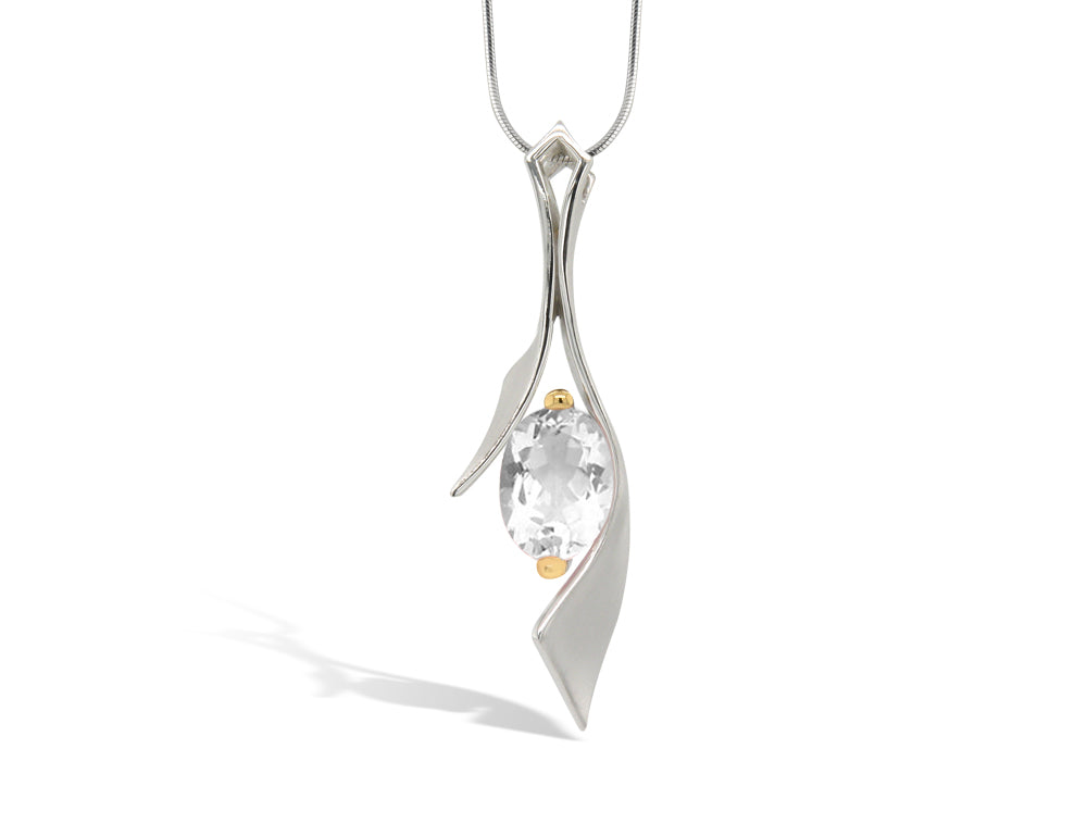 Amethyst and Clear Quartz pendant in sterling silver, style P6903 - view 2