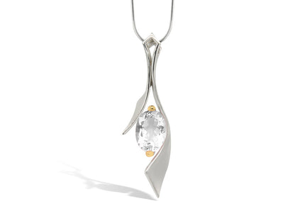 Amethyst and Clear Quartz pendant in sterling silver, style P6903 - view 2