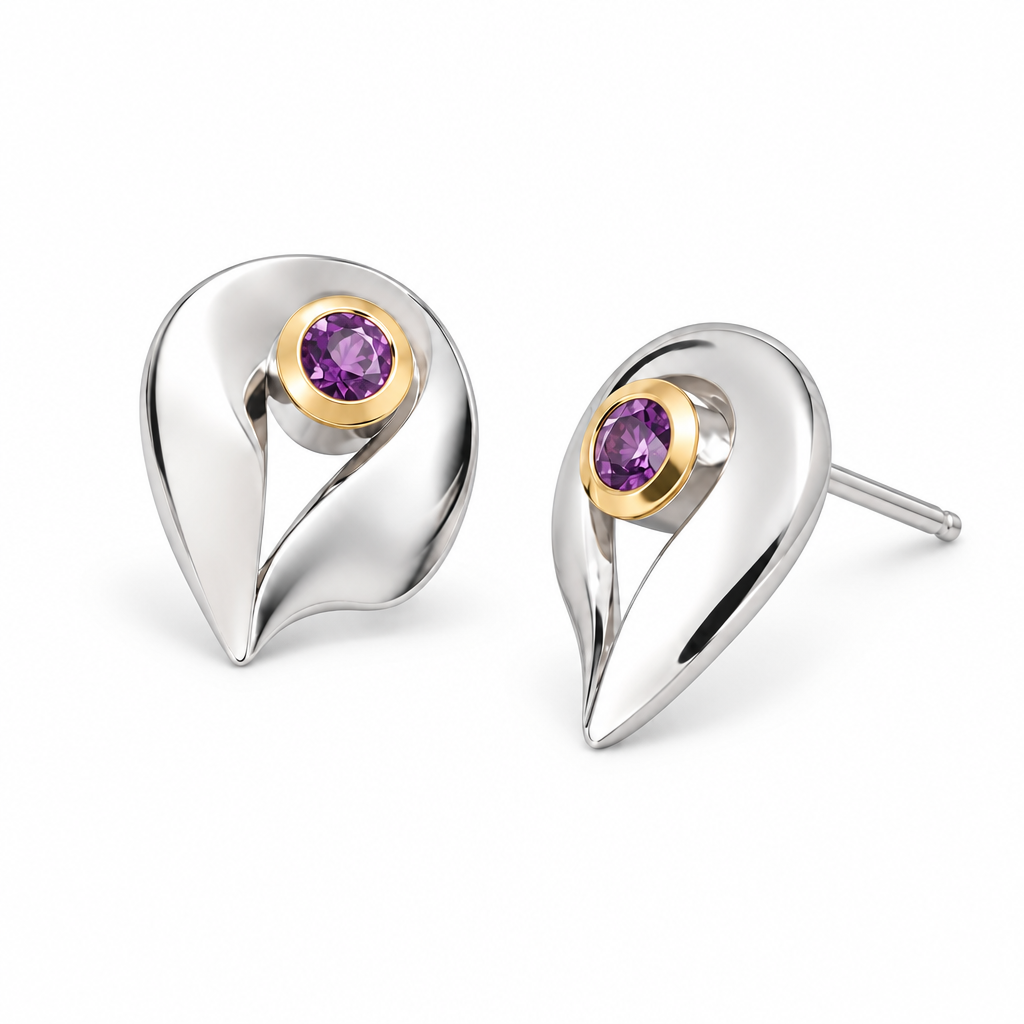 Artistic Heart Earrings in 925 Sterling Silver | E9296 - view 2