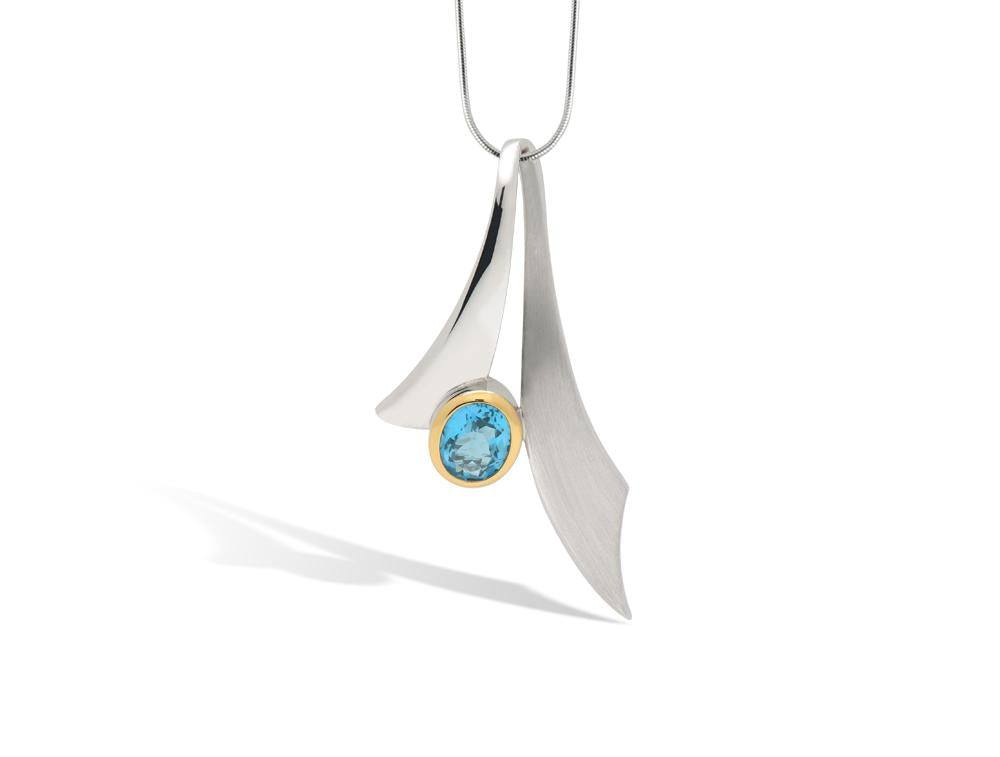 Amethyst and Blue Topaz pendant in sterling silver, style P6122 - view 2