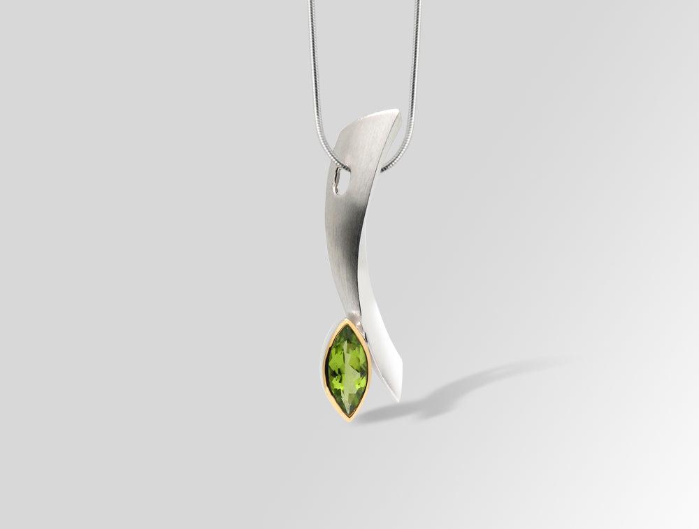 Marquise Pendant P6118 - P6118 Peridot w/ gold plated bezel - Pendant