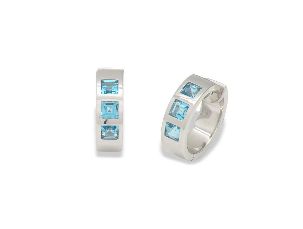 Blue Topaz and White Topaz earrings in sterling silver, style E1842 - view 2